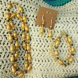 Necklace, bracelet and earrings